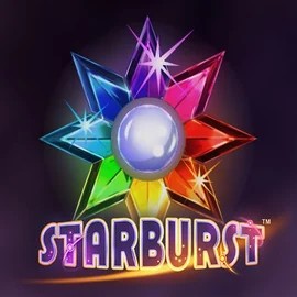 Slots logo of Starburst from NetEnt at SkyHills Casino